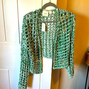 Green and white sweater